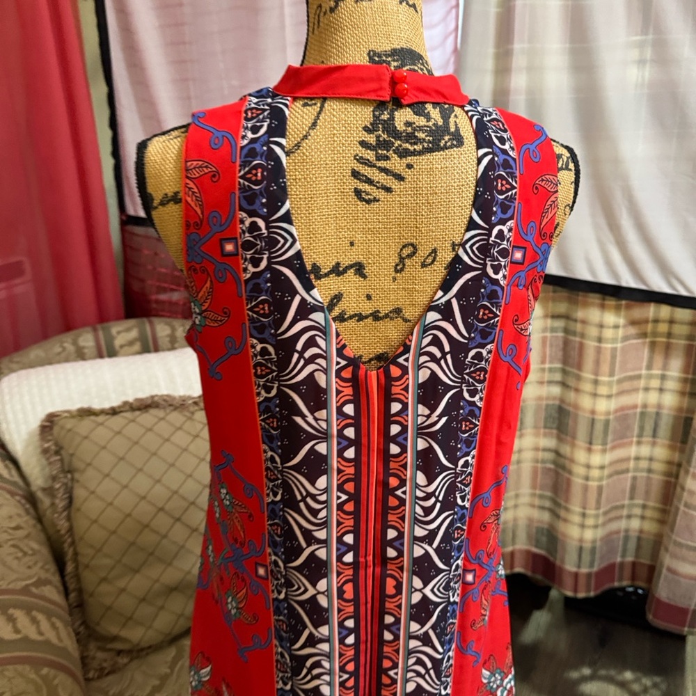 Soulmates Red and Navy Patterned Mini Dress - Picture 3 of 4